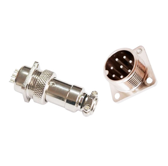 Авиационный разъём GX16, 8PIN, d=16mm (папа с квадратным фланцем)