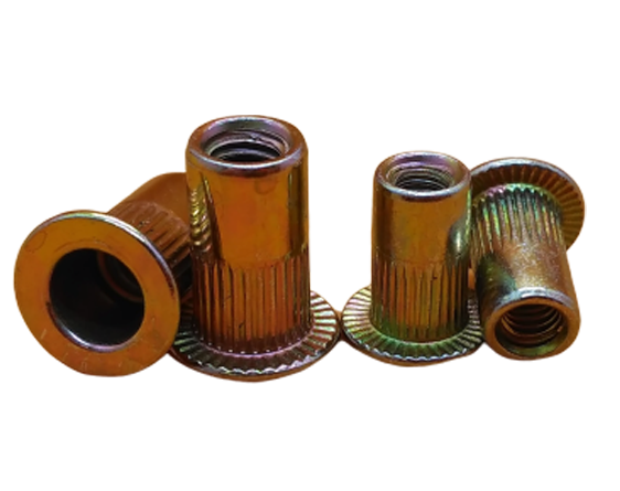 Заклепка резьбовая M4 x 11mm с цилиндрическим бортиком, с насечками, цинк