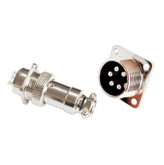 Авиационный разъём GX16, 5PIN, d=16mm (папа с квадратным фланцем)